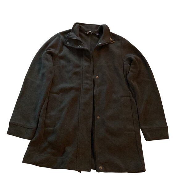 Lands' End Jackets & Blazers - NWOT Lands End Womens Black Full-Zip Fleece Coat Sz S 6-8 Snap Collar & Pockets